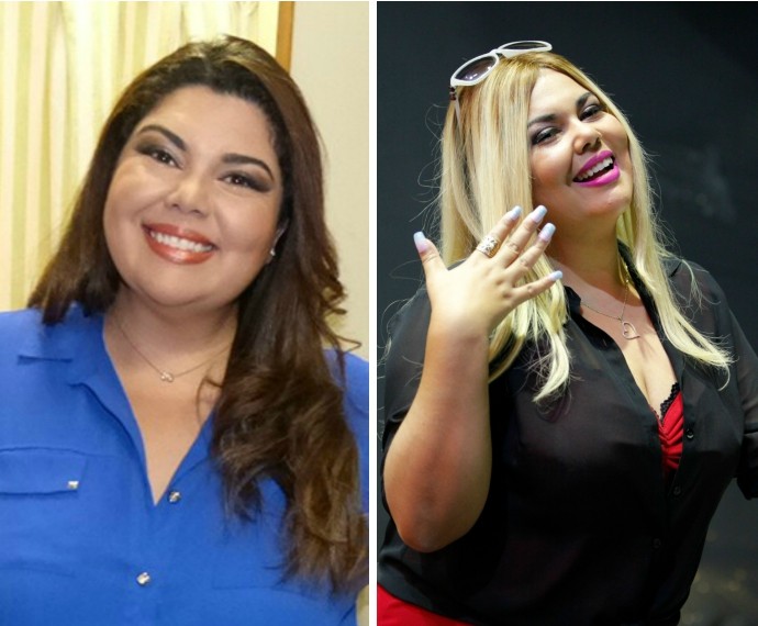 Fabiana Karla antes e depois de participar do Medida Certa (Foto: TV Globo)