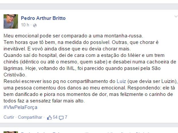 Estudante que foi esfaqueado fez post em rede social (Foto: Reprodução/Facebook) Estudante que foi esfaqueado fez post em rede social (Foto: Reprodução/Facebook)