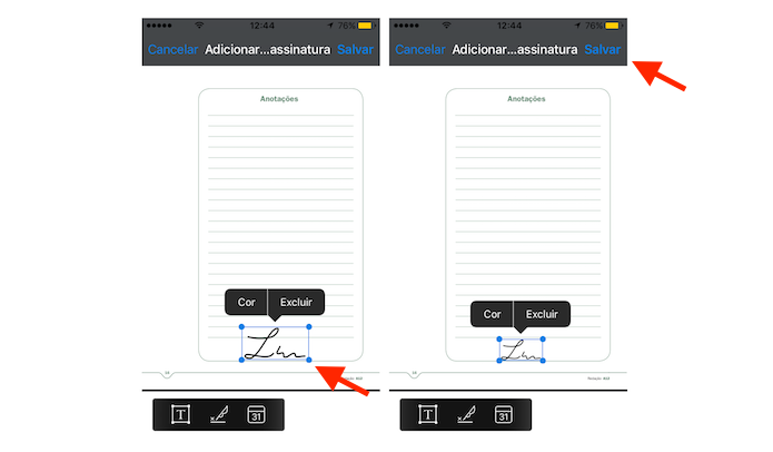 Documento assinado digitalmente com auxílio do Dropbox para iPhone (Foto: Reprodução/Marvin Costa)