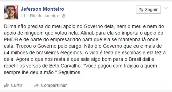 O publicitário, conhecido pela personagem Dilma Bolada, anunciou pelo Facebook seu rompimento com a presidente (Foto: Reprodução/Facebook)