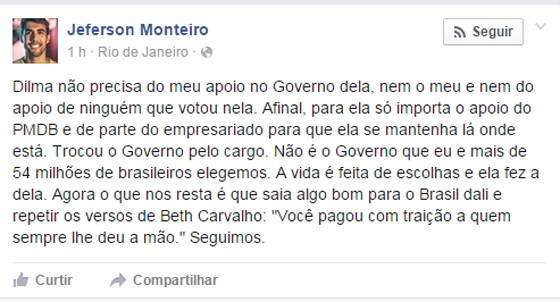 O publicitário, conhecido pela personagem Dilma Bolada, anunciou pelo Facebook seu rompimento com a presidente (Foto: Reprodução/Facebook) O publicitário, conhecido pela personagem Dilma Bolada, anunciou pelo Facebook seu rompimento com a presidente (Foto: Reprodução/Facebook)