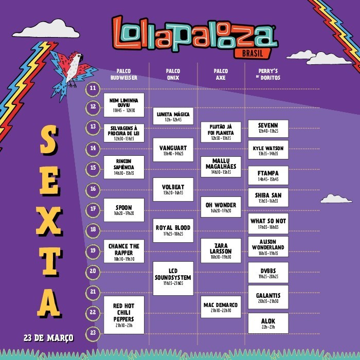 Confira O Line Up Do Lollapalooza Brasil 2018 Dividido Por Dia Lollapalooza Especiais