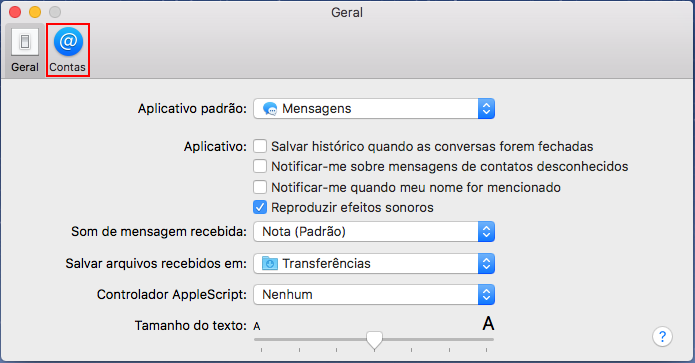 Acessando guia Contas nas preferências do iMessage (Foto: Reprodução/Edivaldo Brito)