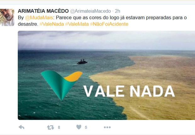 'Parece que as cores do logo já estavam preparadas para o desastre', diz tuíte que está sendo compartilhado (Foto: Reprodução/MudaMais/Twitter) 'Parece que as cores do logo já estavam preparadas para o desastre', diz tuíte que está sendo compartilhado (Foto: Reprodução/MudaMais/Twitter)