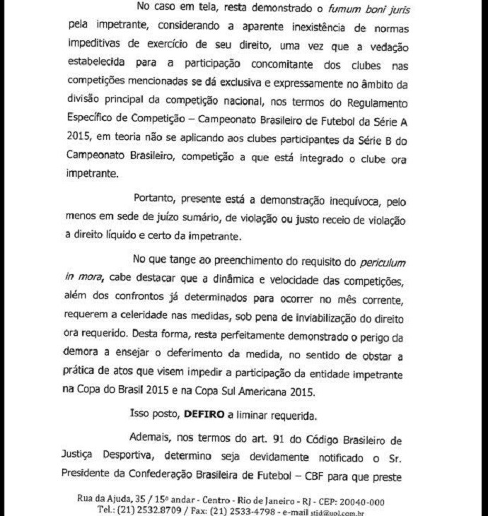 Decisão do STJD Ceará Bahia Sul-Americana (Foto: Reprodução)
