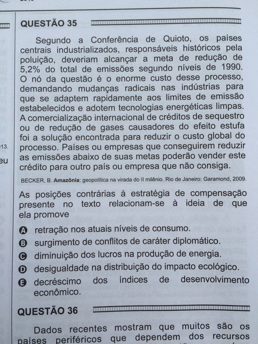 ENEM 2016 - 1º DIA - PROVA BRANCA - QUESTÃO 35 (Foto: G1 )