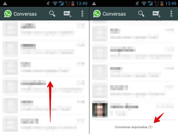 Acessando conversas arquivadas no Android (Foto: Reprodução/Helito Bijora) 