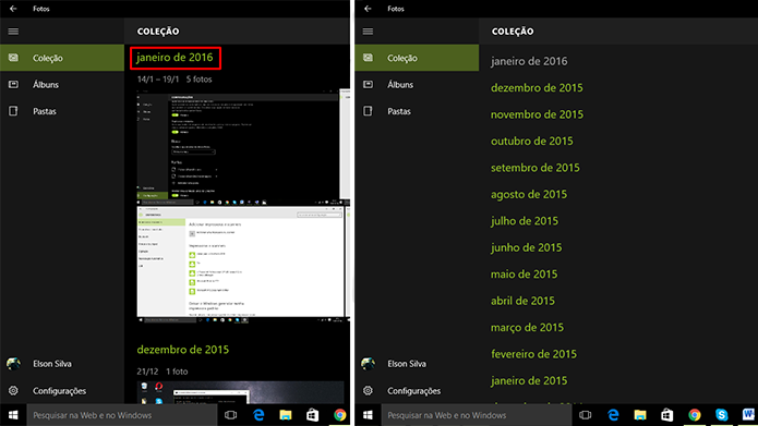 Windows 10 tem tem aplicativo que pode filtrar fotos do usuário de acordo com data (Foto: Reprodução/Elson de Souza)