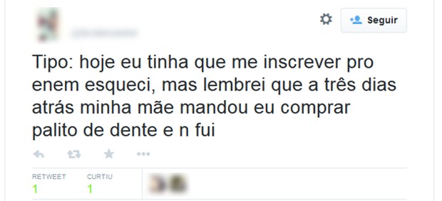 Esse candidato minimizou a perda do prazo do Enem, mostrando que não foi a única tarefa que ele deixou de fazer na semana (Foto: Reprodução/Twitter)