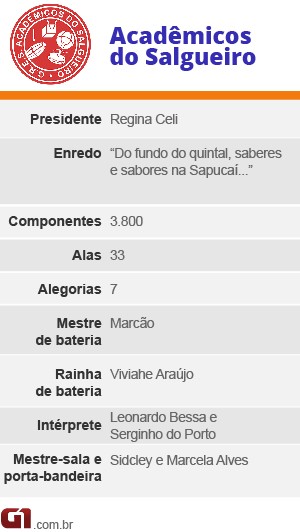 Ficha técnica do Salgueiro (Foto: Arte G1)