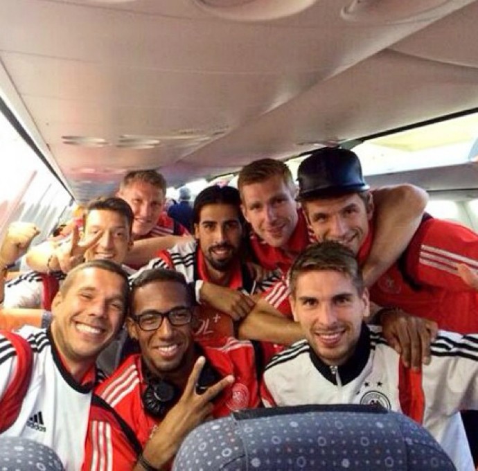 Jogadores da Alemanha comemoram goleada