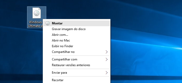 Montando arquivo ISO no Windows 10 (Foto: Reprodução/Helito Bijora)