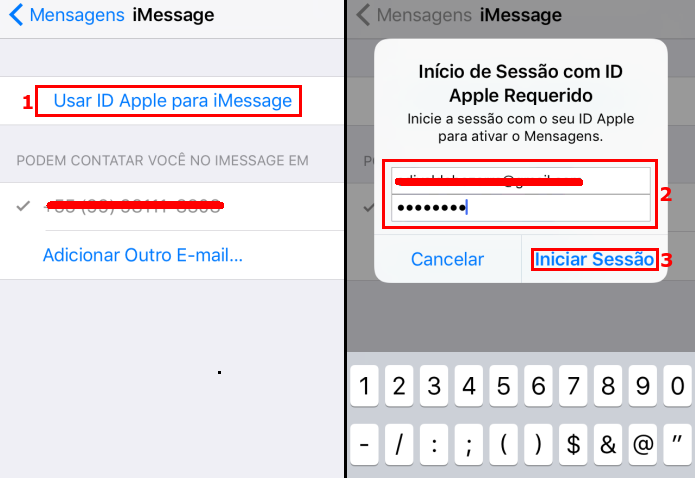 Reconectando a conta Apple ao iMessage (Foto: Reprodução/Edivaldo Brito)
