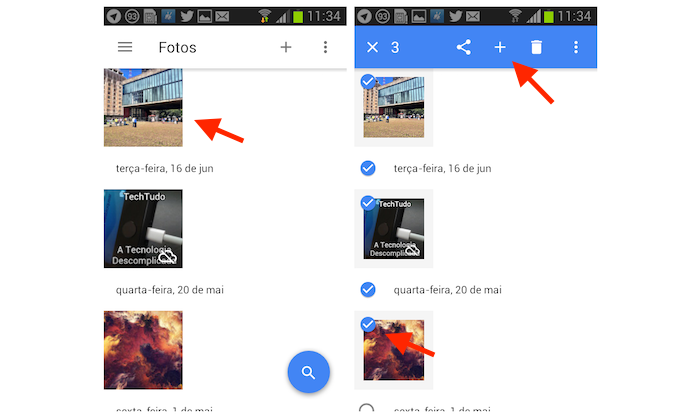 Selecionando as imagens que serão utilizadas na GIF com o Google Photos (Foto: Reprodução/Marvin Costa)