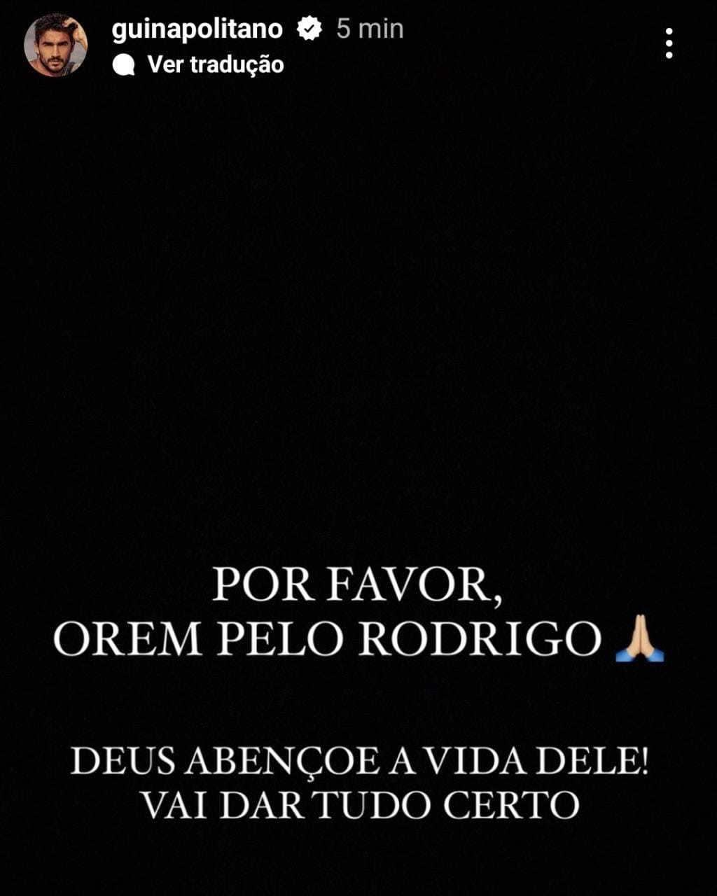Gui Napolitano pede orações a Rodrigo Mussi (Foto: Reprodução/Instagram)