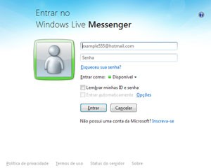 Tela de login do MSN Messenger, que será descontinuado no primeiro trimestre de 2013 (Foto: Reprodução)
