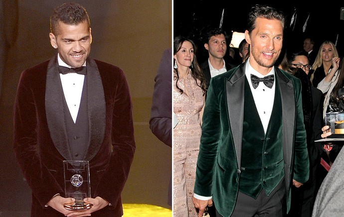 montagem terno Daniel Alves e Matthew McConaughey prêmio Bola de Ouro (Foto: Editoria de Arte) montagem terno Daniel Alves e Matthew McConaughey prêmio Bola de Ouro (Foto: Editoria de Arte)