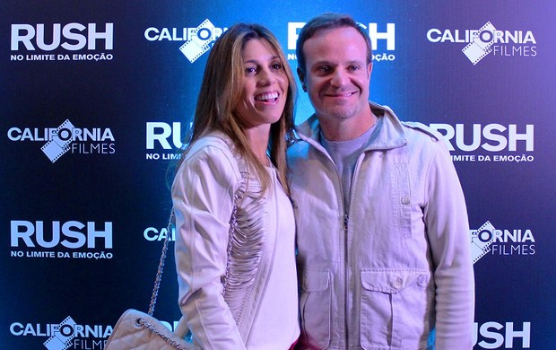 Rubens Barrichello e a esposa Silvana na pré-estreia do filme Rush (Foto: Divulgação)