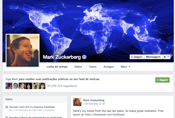 Mark Zuckerberg foi o primeiro a fazer parte da própria rede (Foto: Reprodução/ Facebook)