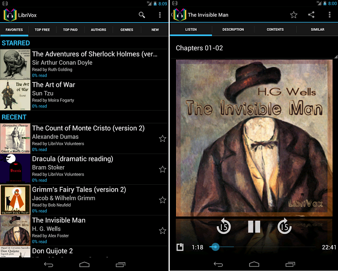 LibriVox é um aplicativo de leitura de audiobook (Foto: Divulgação/LibriVox)