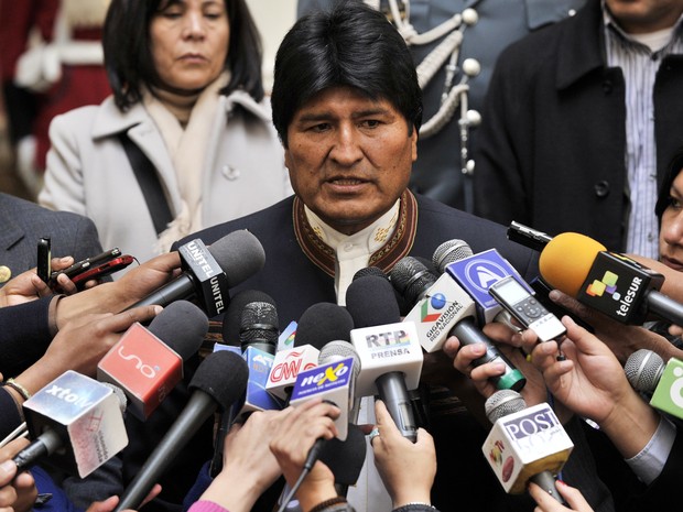 Presidente boliviano, Evo Morales, fala com a imprensa nesta quarta-feira (24) (Foto: AFP PHOTO / Aizar Raldes)