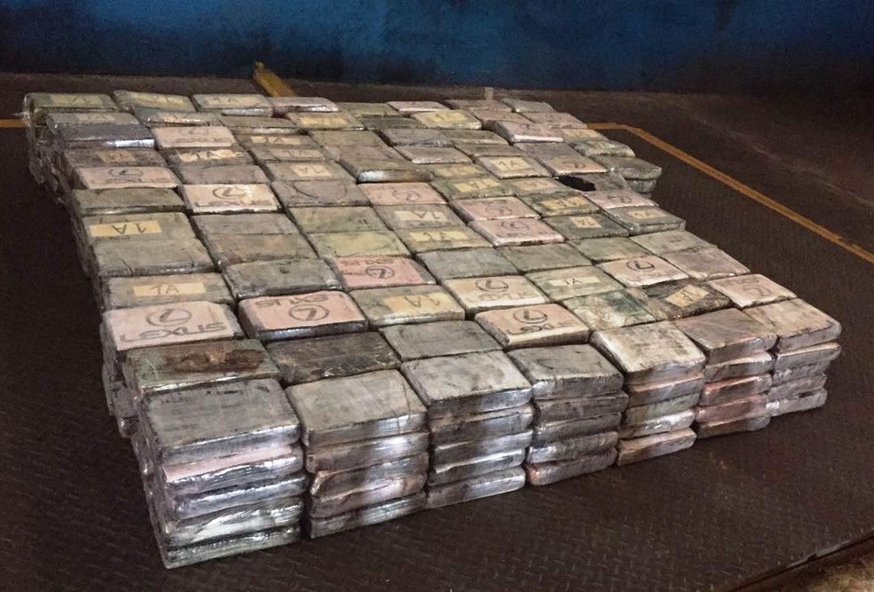 Cocaína estava divida em 445 tabletes, prontos para serem embarcados para a Europa (Foto: Divulgação/Receita Federal)
