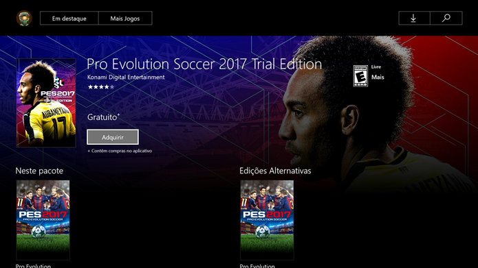 Versão gratuita de Pro Evolution Soccer 2017 traz poucos times e estádios, mas tem foco nos e-Sports (Foto: Reprodução/Murilo Molina)