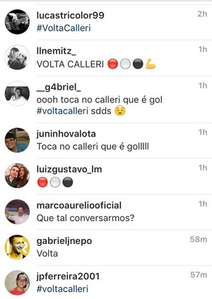 Diretor Marco Aurélio comenta em foto de Calleri em rede social (Foto: Reprodução)