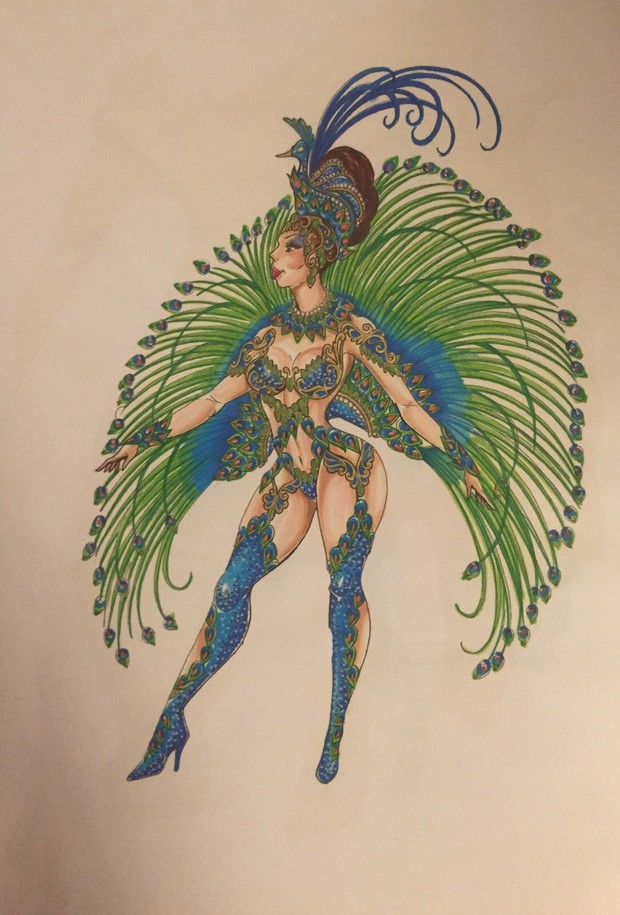 O croqui da fantasia que Renata Kuerten usará no desfile da Grande Rio no carnaval 2016 (Foto: Divulgação)