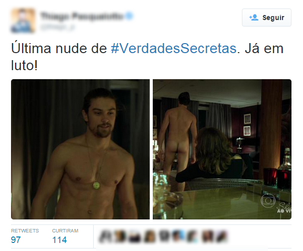 Internautas comentam cena de nudez de Raphael Sander (Foto: Twitter / Reprodução)
