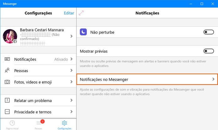 Veja mais opções para gerenciar as notificações no Messenger (Foto: Reprodução/Barbara Mannara)