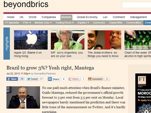 Em blog, 'FT' ironiza previsão de Mantega (Foto: Reprodução)