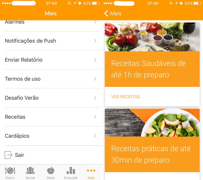 Menu de receitas também é importante (Foto: Reprodução/Felipe Vinha)