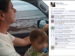 Cid Gomes postou e apagou foto em que aparece com o filho no colo diringindo sem o cinto de segurança (Foto: Facebook/Cid Gomes/Reprodução)