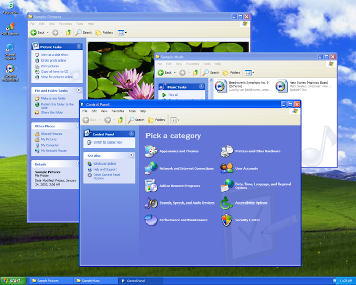 Windows XP: boa aceitação e praticamente nenhuma segurança (Foto: Divulgação/Microsoft)