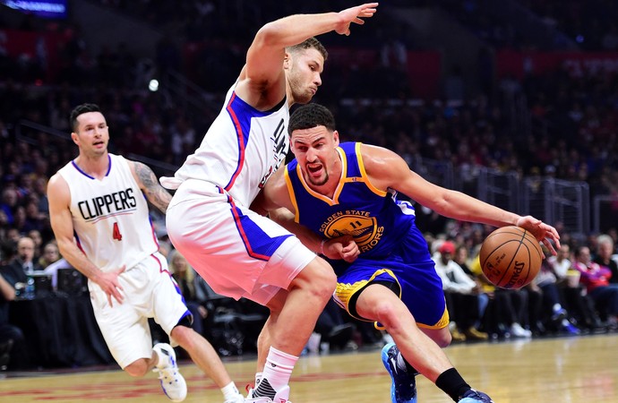 Klay Thompson e Blake Griffin Warriors x Clippers NBA (Foto: Getty)
