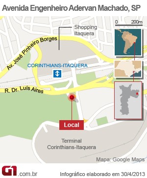Acidente na Radial Leste (Foto: Arte/G1)