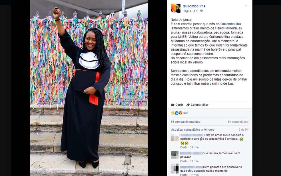 Helem Moreira foi morta pelo marido em Vera Cruz, na Bahia (Foto: Reprodução/ Facebook)