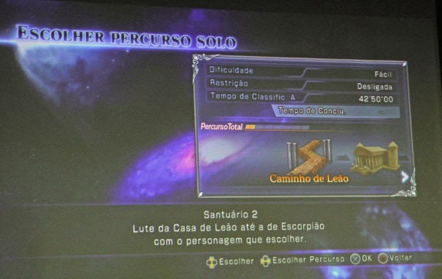 Tela da versão em português do game dos Cavaleiros do Zodíaco (Foto: Divulgação)