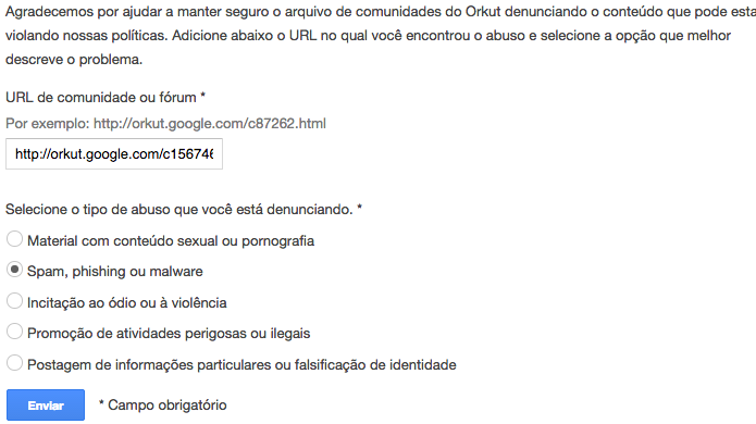 Informe o conteúdo da denúncia (Foto: Reprodução/Helito Bijora)