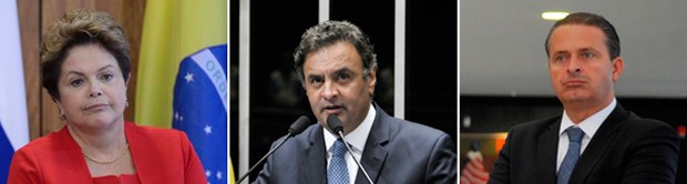 Os candidatos: Dilma Rousseff (PT), Aécio Neves (PSDB) e Eduardo Campos (PSB) (Foto: ABr/Agência Senado/ABr)