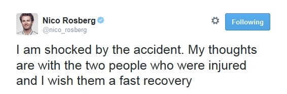 Nico Rosberg manda mensagem via Twitter após acidente (Foto: Reprodução/Twitter)