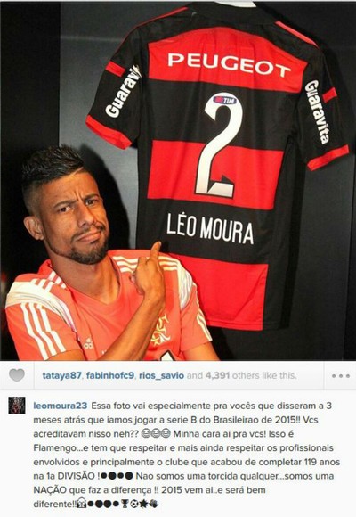 Léo Moura posta foto no Instagram e pede respeito ao Flamengo (Foto: Reprodução/Instagram)