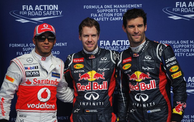 Hamilton Vettel Webber treino Bahrein pole (Foto: AFP)