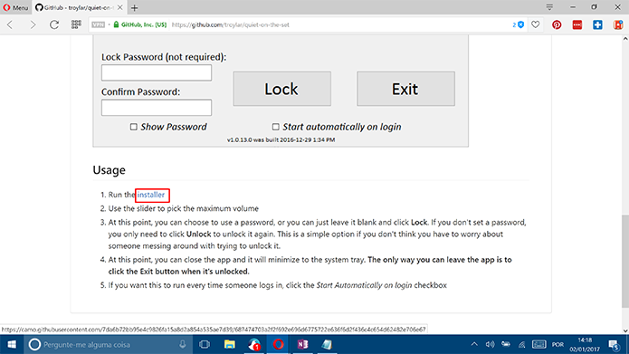 Baixe o Quiet on the set no GitHub para ativar o limite de volume do Windows (Foto: Reprodução/Elson de Souza)