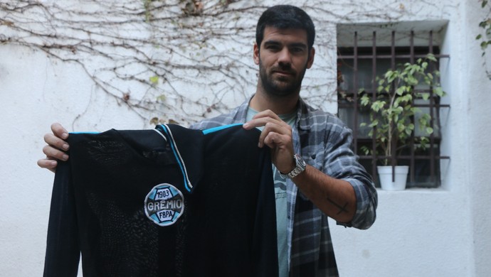 Sebastián Alfredo Ferrero, filho do ex-goleiro Ricardo Oso Ferrero, do Rosario Central, camisa do Grêmio (Foto: Eduardo Moura/GloboEsporte.com)