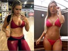 Leticia Santiago posta foto e compara corpo antes e durante a gravidez