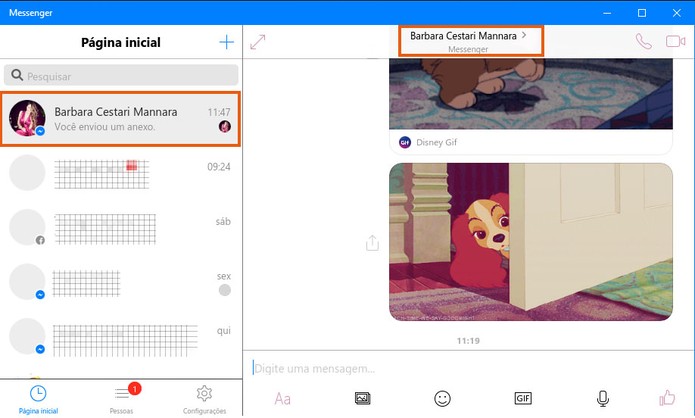 Abra os ajustes específicos do seu contato no Messenger para Windows 10 (Foto: Reprodução/Barbara Mannara)