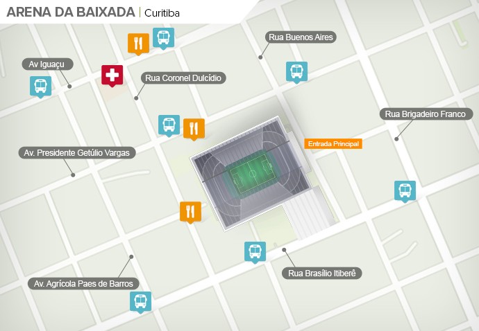 Mapa de acesso às ruas da Arena da Baixada (Foto: Google Maps / Infografia GloboEsporte.com)