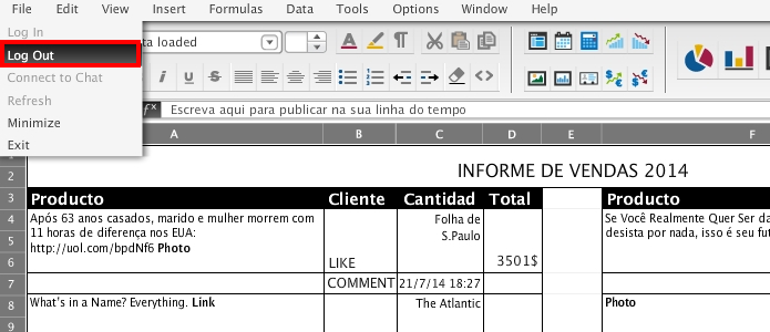 Clique em Log out para desconectar (Foto: Reprodução/Paulo Alves)